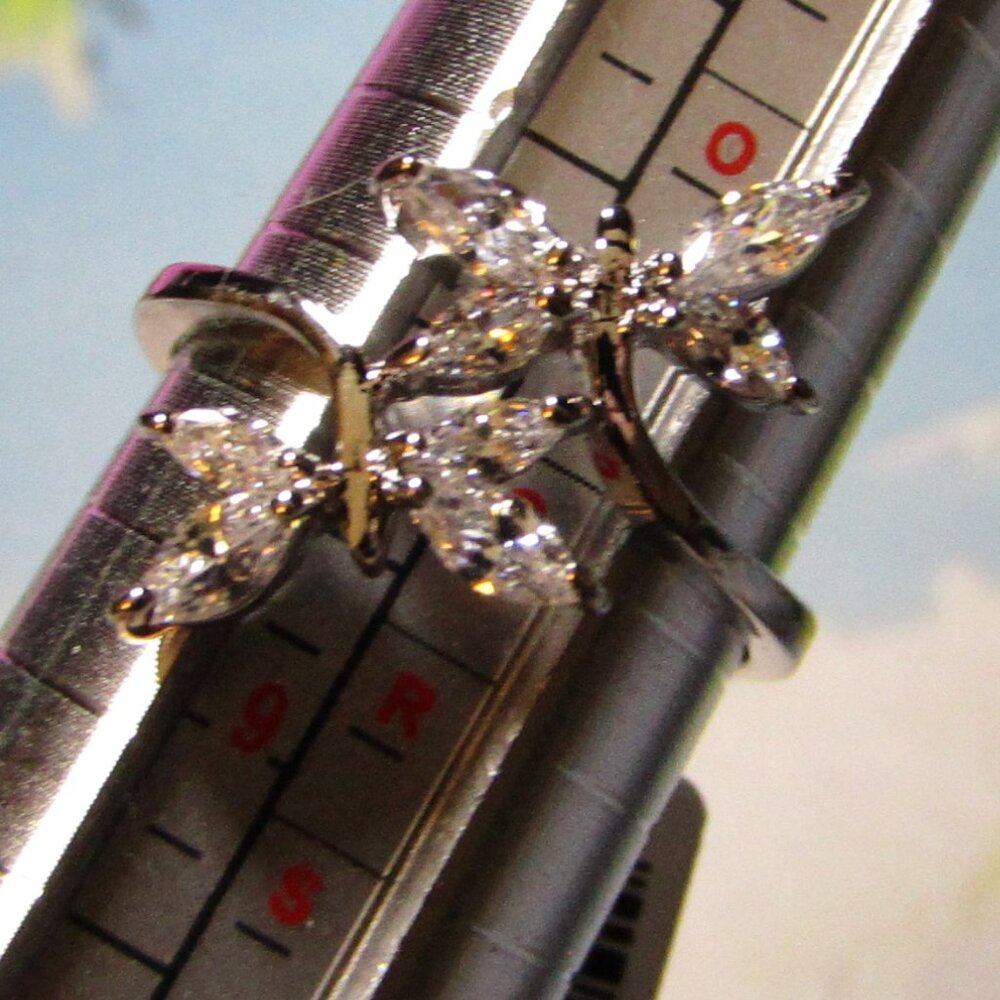 Butterflies | Stainless Steel | Cubic Zirconia | Women's Size 10  | Band | New